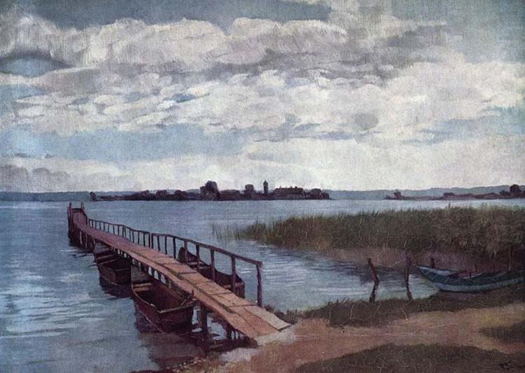 Wilhelm Trubner Bootssteg auf der Herreninsel im Chiemsee china oil painting image